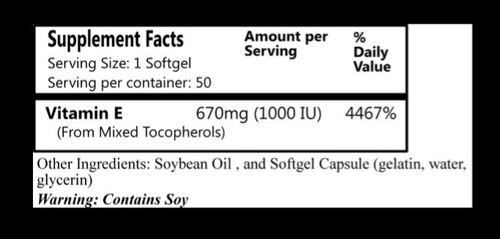 Daily Manufacturing Vitamin E 1000 IU (50 softgels)