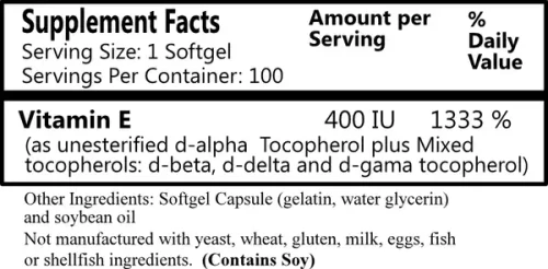 Daily Manufacturing Vitamin E 400 IU (100 softgels)