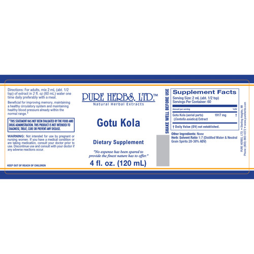 Pure Herbs, Ltd.  Gotu Kola (4 oz.)