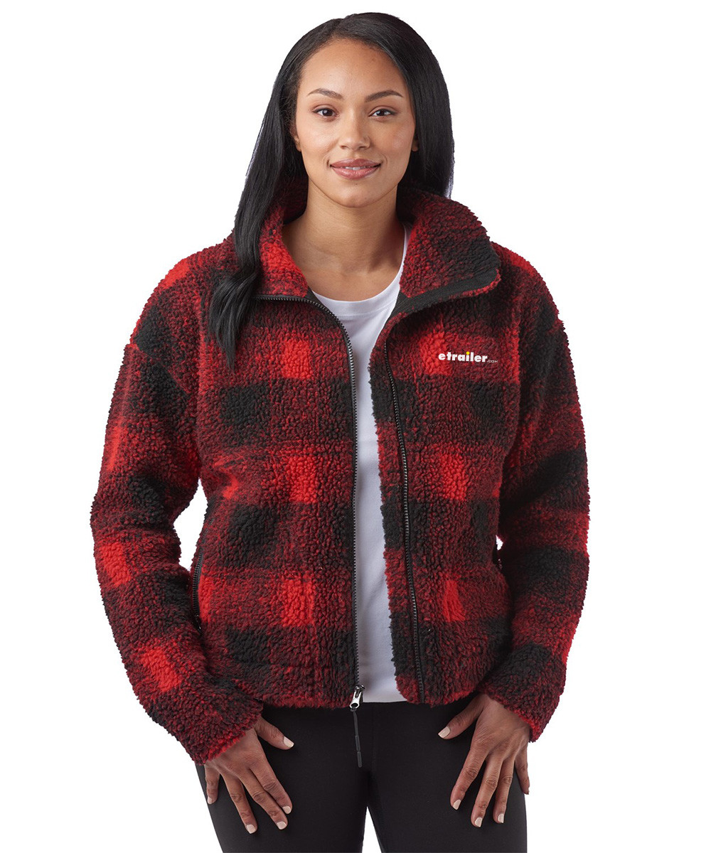 Red Plaid Jacket Fleece Jacket Red Sherpa Jacket Women's Foresta