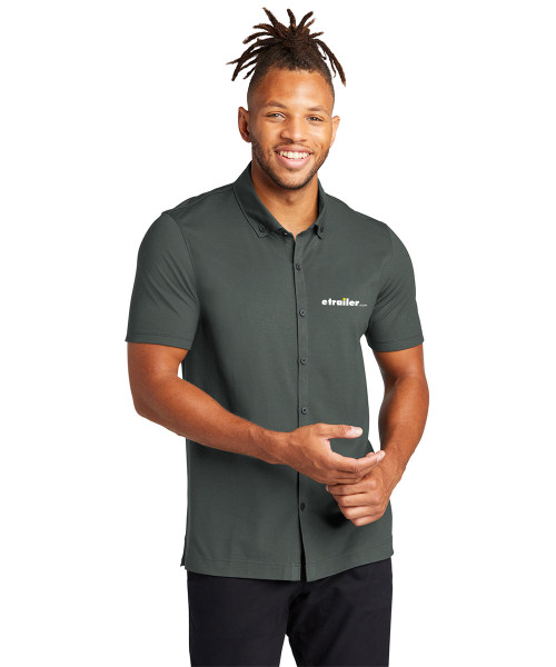 Stretch Pique Full-Button Polo