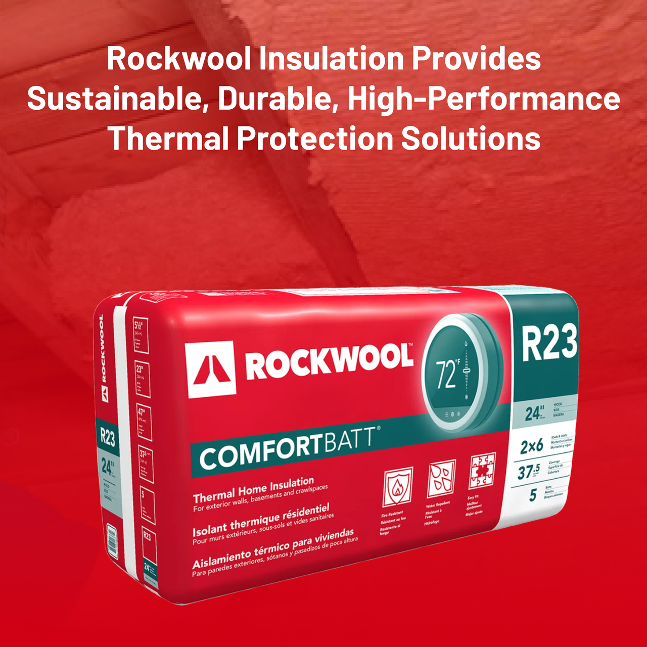 ROCKWOOL® RXCB5523 COMFORTBATT R23 5.5 in. X 23 in. X 47 in (37.53 SQFT ...