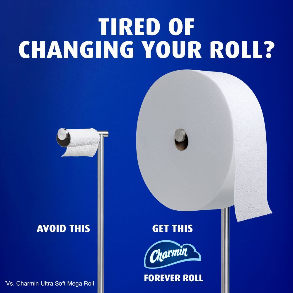 Charmin Forever Roll lasts longer than the regular roll