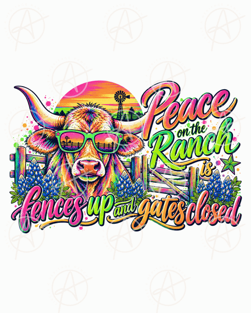 Neon Farm Life, Longhorn Peace On The Ranch Esthetic Digital Download Files, Neon Country Esthetic, Longhorn