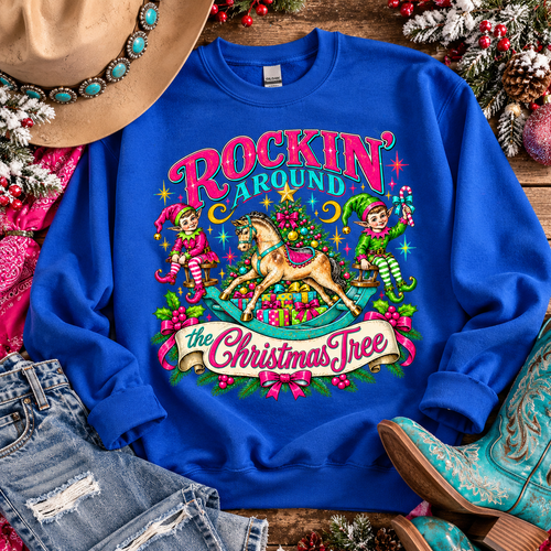 Rockin' Around The Christmas Tree with Elfs Unisex organic sweatshirt