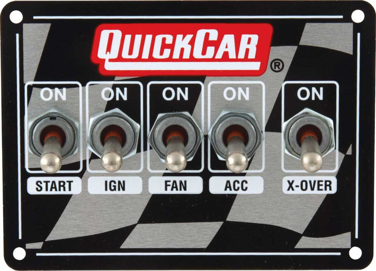 Switch Panel - Dash Mount - 4-1/8 in x 3 in - 4 Toggles/1 Momentary Toggle - 3 Wheel Brake Switch Harness - Aluminum - Each