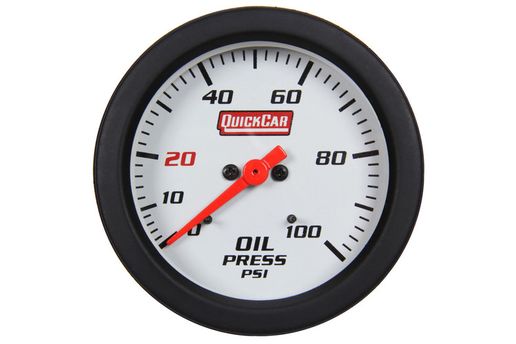 Gauge - Oil Pressure - Extreme - 0-100 psi - Mechanical - Analog - 2-5/8 in Diameter - White Face - Built In Warning Light - Each
