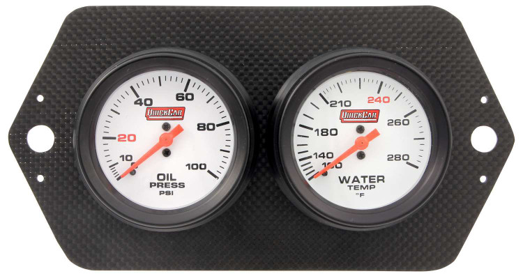 Gauge Panel Assembly - Sprint Panel - Oil Pressure/Water Temp - White Face - Carbon Fiber Panel - Kit