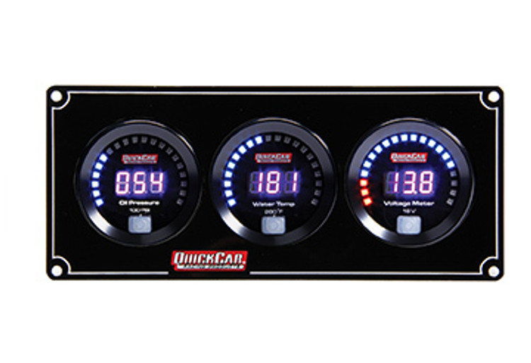 67-3017 Digital 3-Gauge Panel OP/WT Volts Quickcar Racing Products