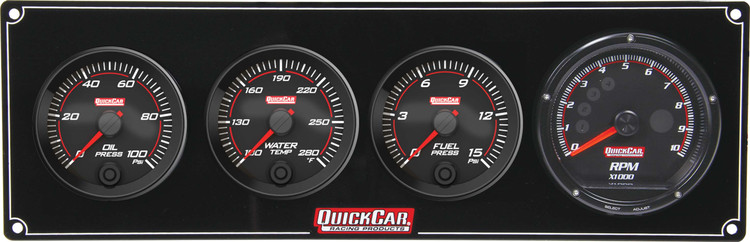 69-3042 Redline 3-1 Gauge Panel OP/WT/FP w/ Recall Tach Quickcar Racing Products