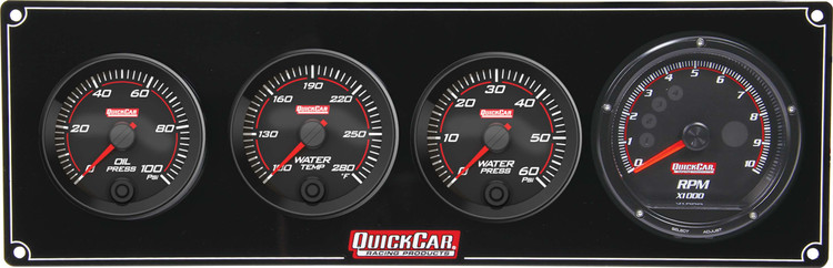 69-3046 Redline 3-1 Gauge Panel OP/WT/WP w/ Recall Tach Quickcar Racing Products