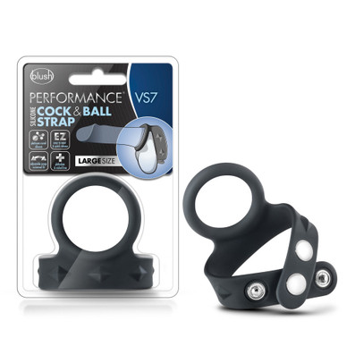 Performance VS7: Black Silicone Large Ball Strap & Penis Ring