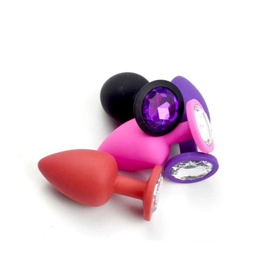 Silicone Gem Purple Butt Plug Large