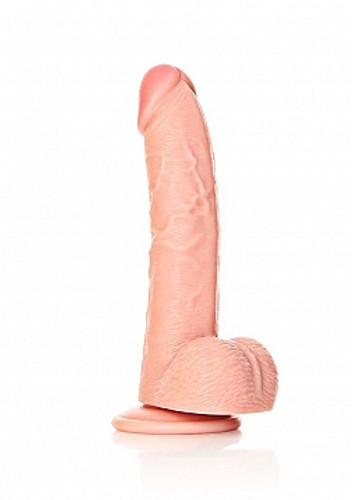 Real Rock Curved Dildo 8" with Balls Flesh