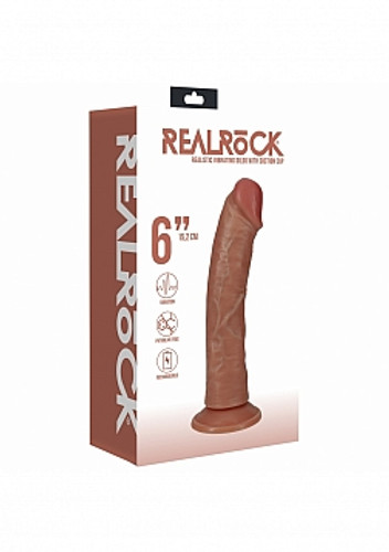 Real Rock 15cm 6"  Vibrating Cock Tan