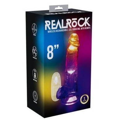 REAL ROCK 8" With Balls LED Rechargeable Dong
