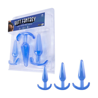 NMC Butt Fantasy Tripe Tapered Anal Plug Set Blue