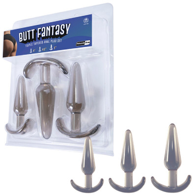 NMC Butt Fantasy Tripe Tapered Anal Plug Set Black
