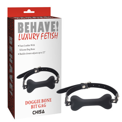 BEHAVE Luxury Fetish Doggle Bone Bit Gag-Black