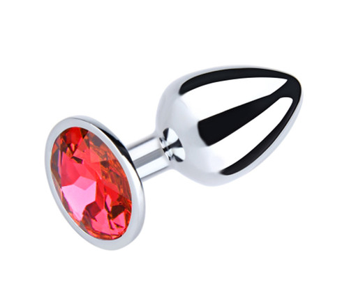 Round gem butt plug Red Large