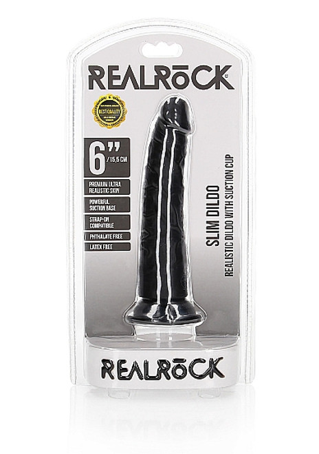 Real Rock 6" Slim Dildo Black