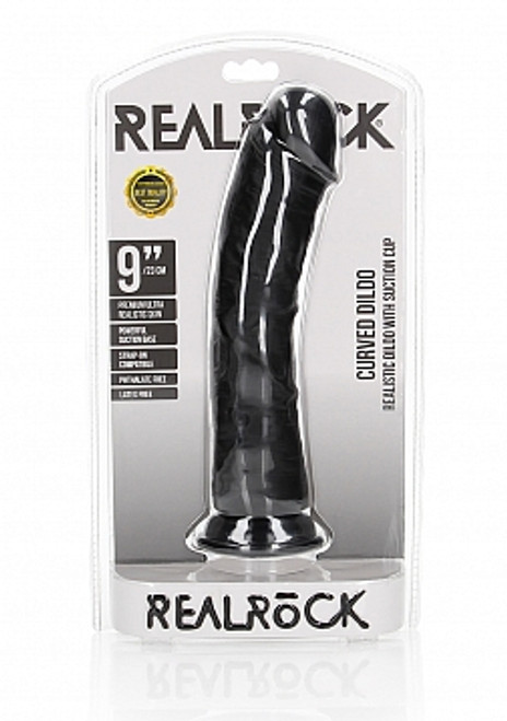 Real Rock 9" Curved Dildo Black