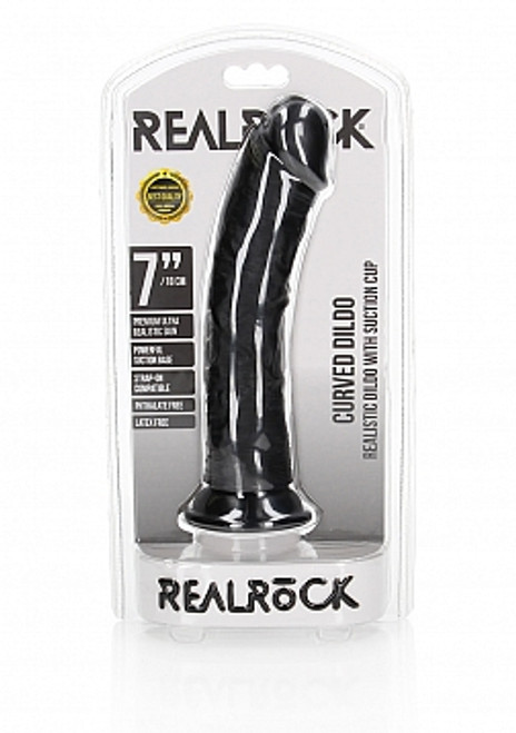 Real Rock 7" Curved Dildo Black