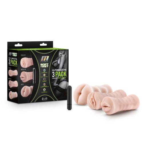 M 4 Men Self-Lube 3pk Vibe Stroker Kit