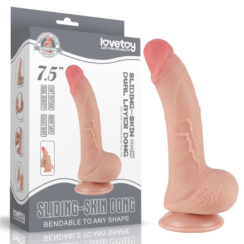 Love Toy Sliding Skin Dual Layer Dong 7.5" 19.5cm (With Balls)