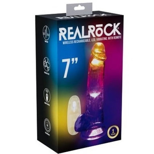 REAL ROCK 7" With Balls LED Rechargeable Dong