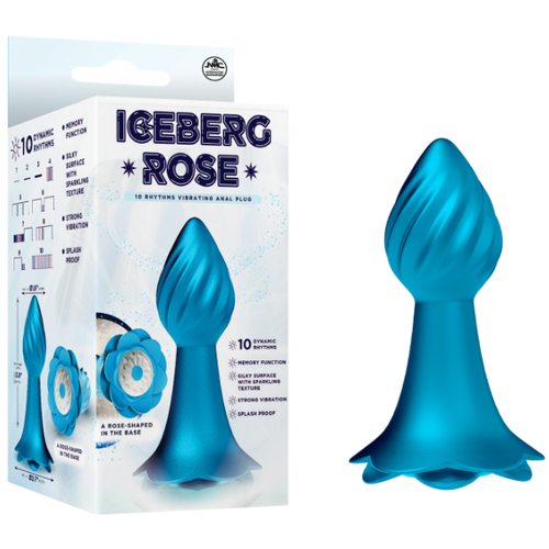 Iceberg Rose Metallic Blue 10 Rhythms Vibrating Anal Plug Iceberg Rose Metallic Blue 10 Rhythms Vibrating Anal Plug