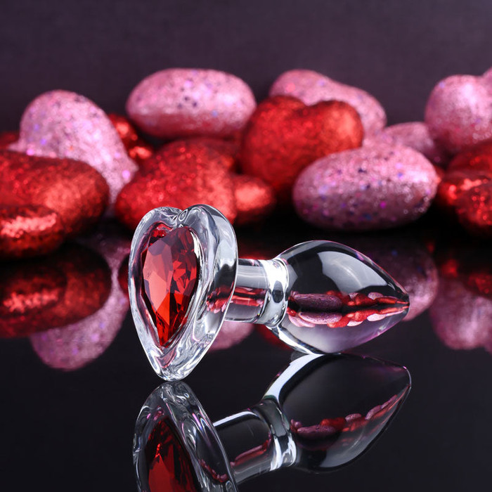 Adam & Eve RED HEART GEM GLASS PLUG SMAL