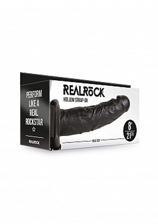 Real Rock 8"- 21cm Hollow Strap-On Black