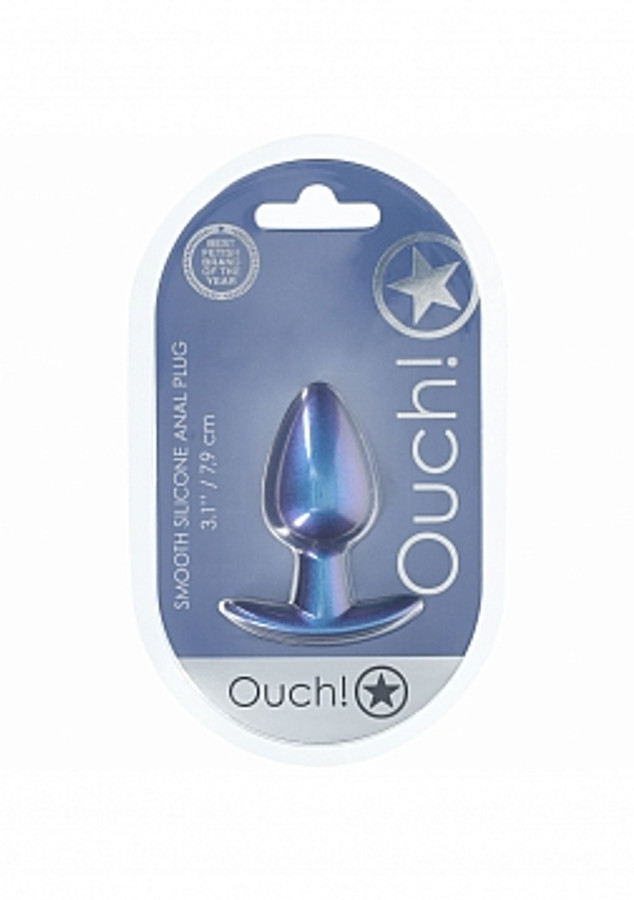 Ouch! Anal Plug Silicone Metallic Blue Medium