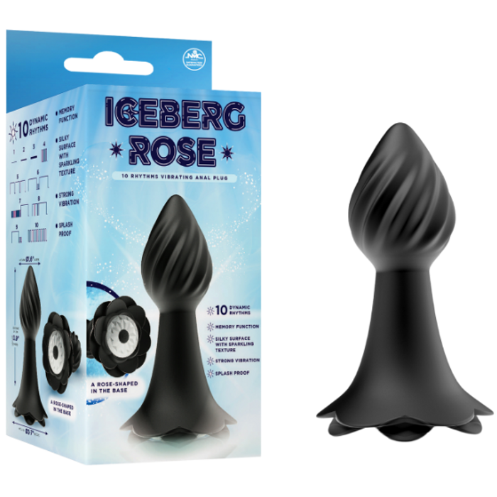 Iceberg Rose Metallic Black 10 Rhythms Vibrating Anal Plug Iceberg Rose Metallic Black 10 Rhythms Vibrating Anal Plug