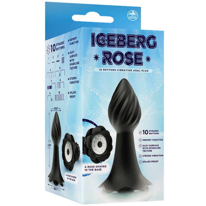Iceberg Rose Metallic Black 10 Rhythms Vibrating Anal Plug Iceberg Rose Metallic Black 10 Rhythms Vibrating Anal Plug