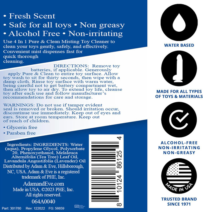 Adam & Eve 4 IN 1 Pure & Clean Misting Toy Cleaner