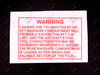 60060, Warning - Baggage Compartment & Seat/Toilet Weight Balance Decal