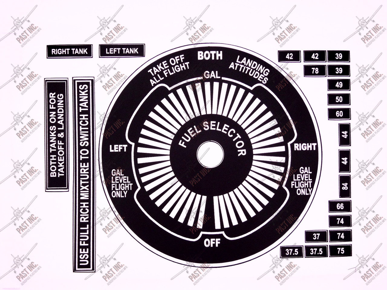 50103 - Fuel Selector Decal Set, Cessna 182