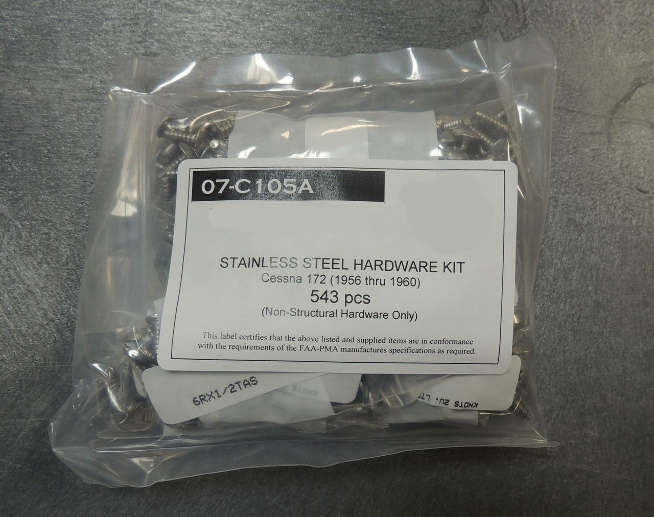 Cessna 172 Stainless Steel Exterior Screw Kit. 07-C105A