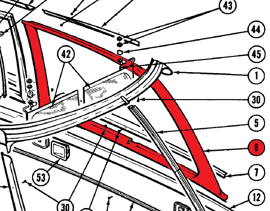 P0811681-2, CESSNA 310, 310B, 310C, 310D, TRIM-LEFT-FRONT-WINDOW , 0811681-2, 0811681-3