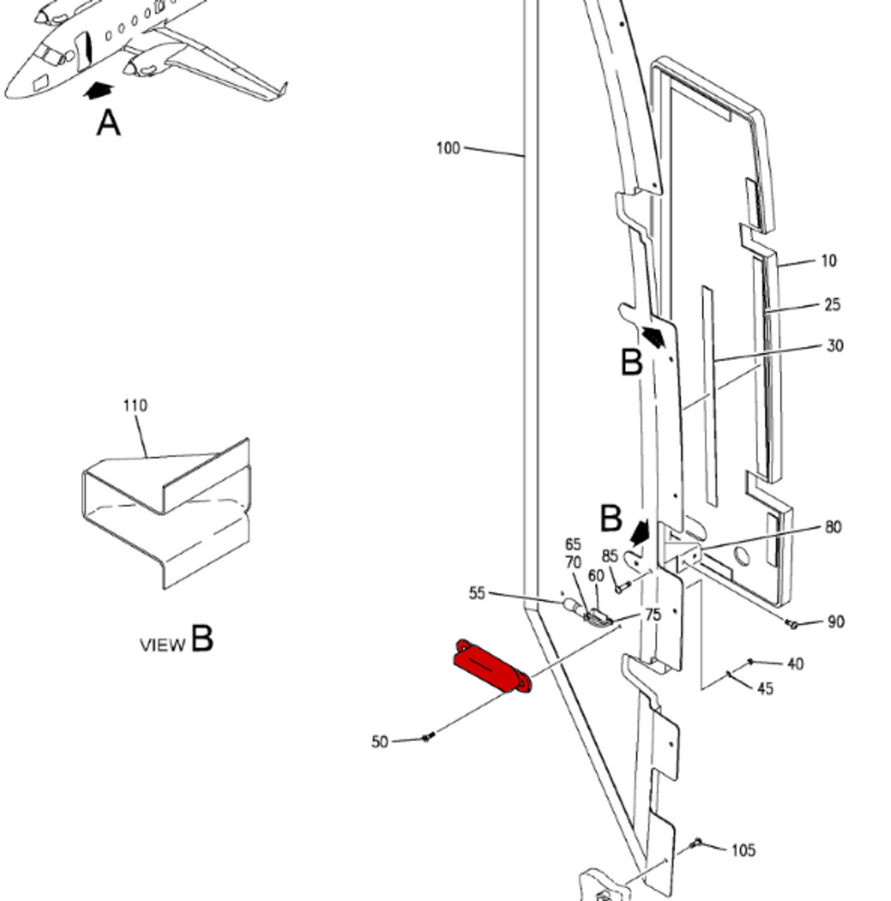 BEECHCRAFT 1900, 1900C, 1900D COVER-PARTITION LAMP P114-530123-15, 114-530123-15