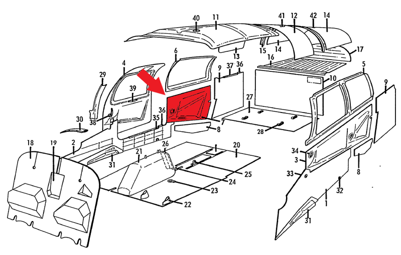 P130079-33, MOONEY M20C, M20D, M20E, PANEL, ARMREST, RH, 130079-33