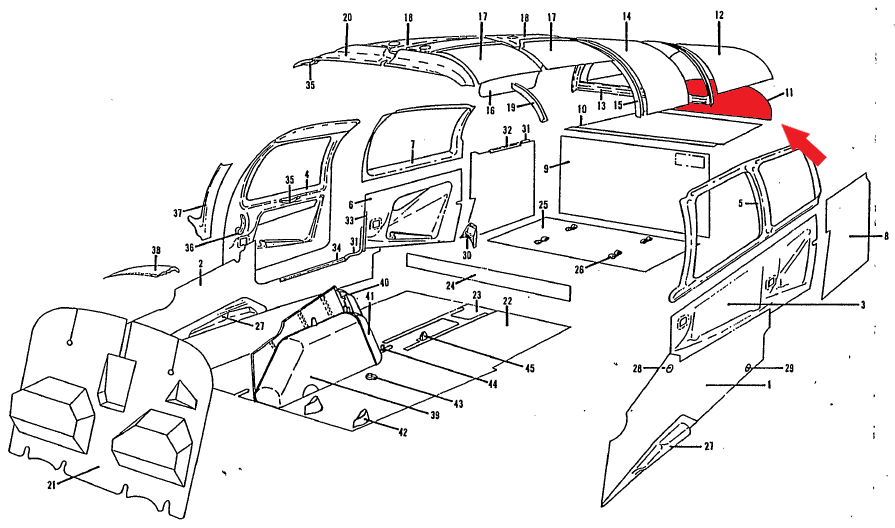 P130117, MOONEY M20C, M20E, PANEL ASSY, HAT RACK AFT, 130117, 130117-57, 130079-57