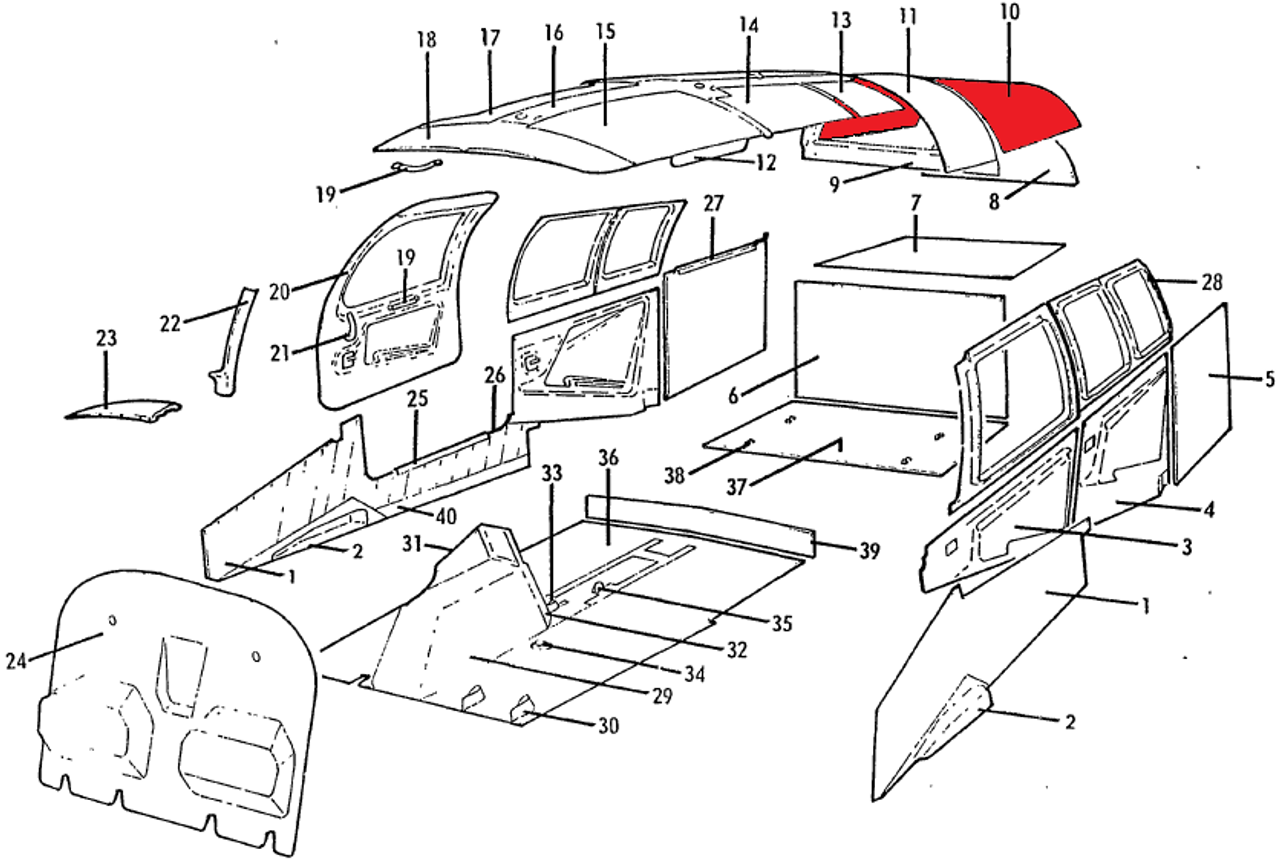 P130187, MOONEY M20F, HEADLINER, HATRACK, 130187