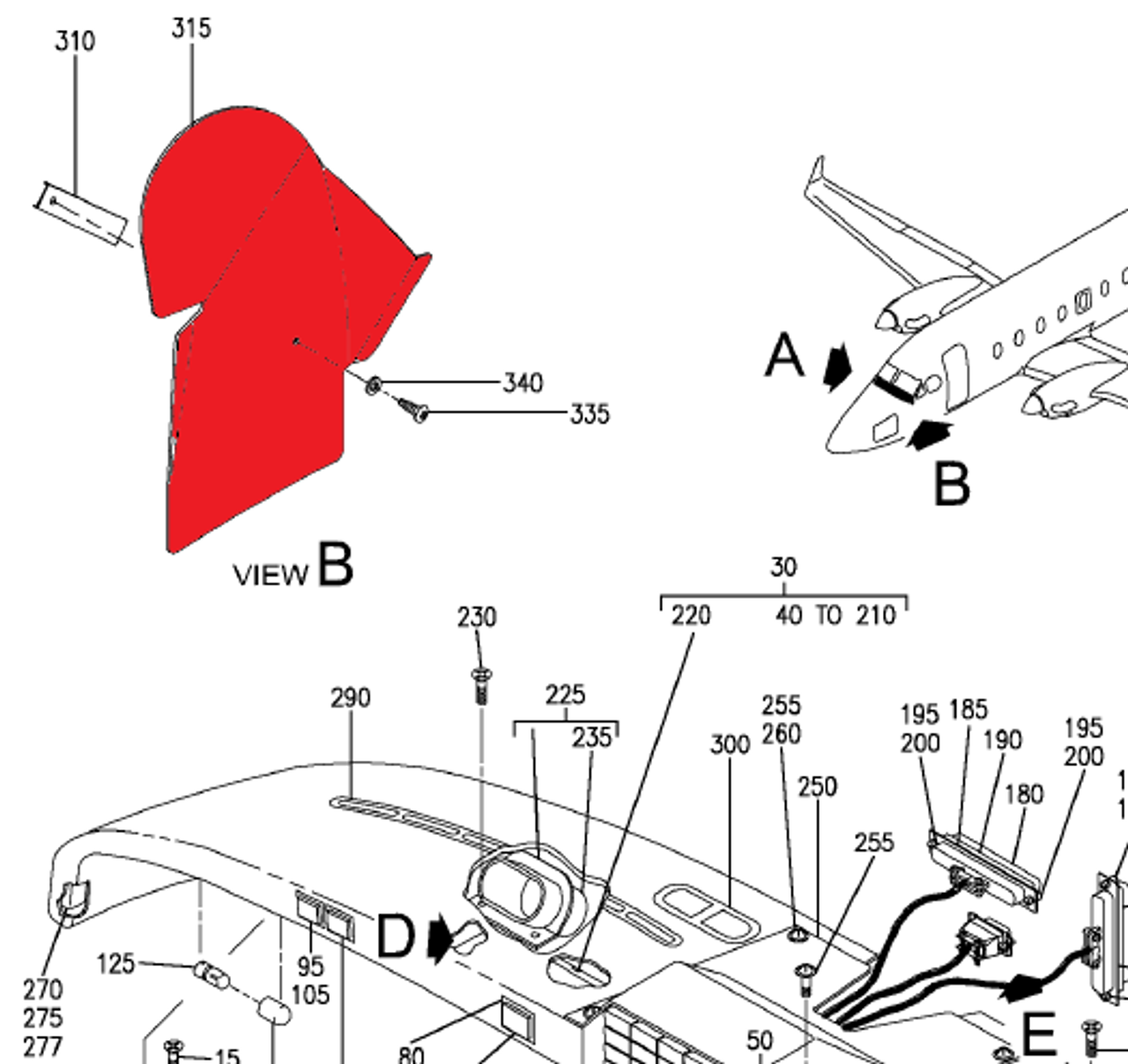 P90-530336-3, BEECHCRAFT 1900D, Escutcheon LH,  90-530336-3, 90-530336-1