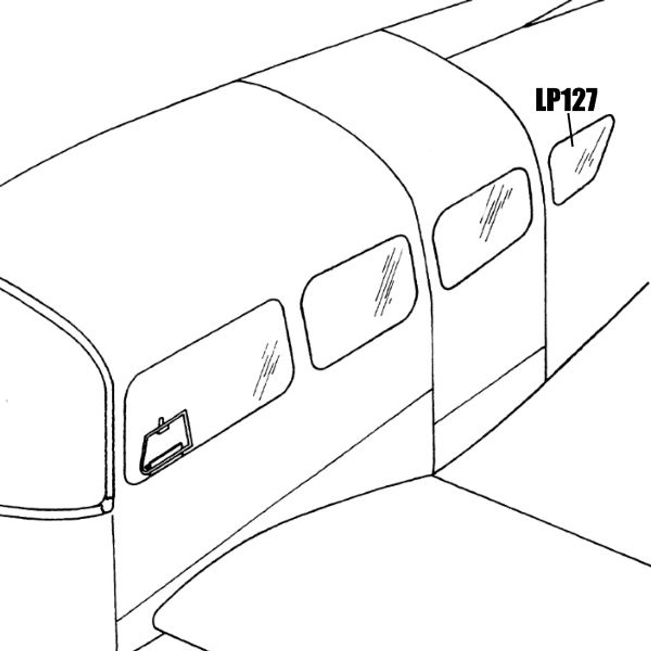 LP127 Beechcraft C23 / 24 - #4 Rear Window - Left. 169-440005-133, 169-420038-13