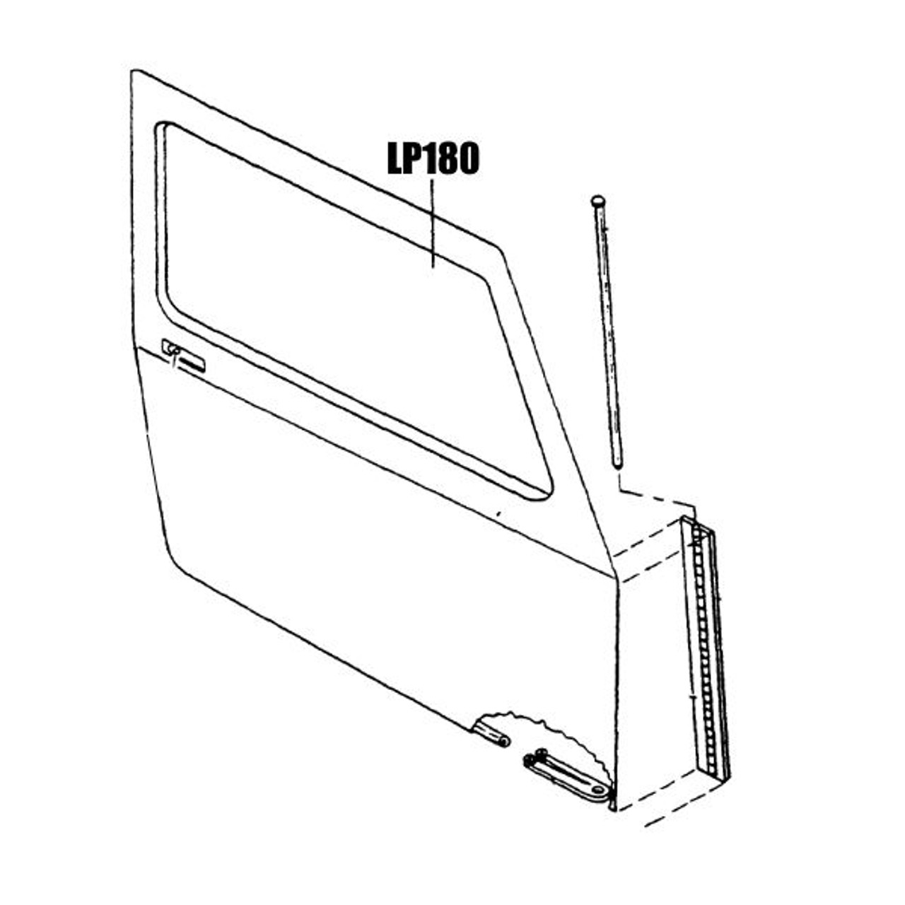 LP180 Beechcraft 19 / 23 / 24 Front Right Cabin Door Window. 169-420021-15, 169-420010-71, 169-420010-17