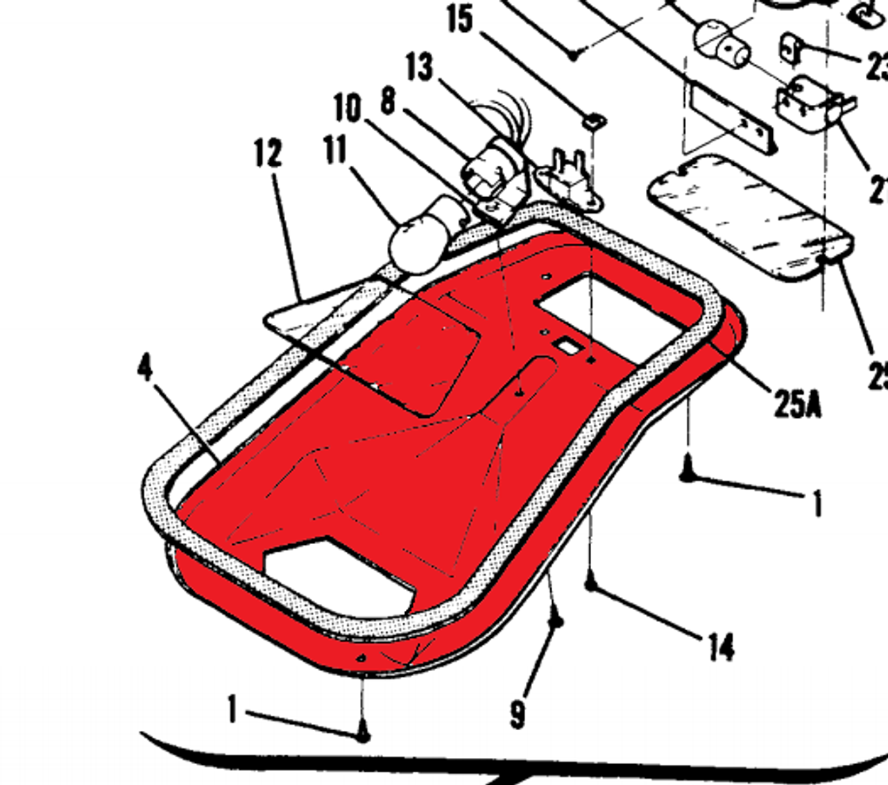 P0710103-4, CESSNA 172, COVER OVERHEAD LIGHT, LIGHT ASSEMBLY-INSTRUMENTS, 0710103-4, 0710103-7, 0710103-1
