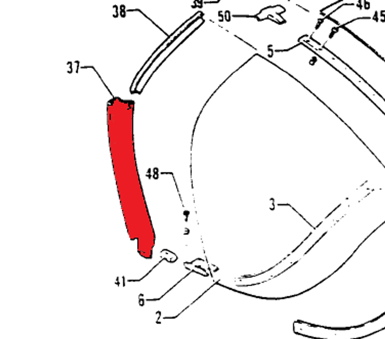 PIPER PA-28, WINDSHIELD BOW, LWR RH, P0811083-4, 99903-005, 99903-05